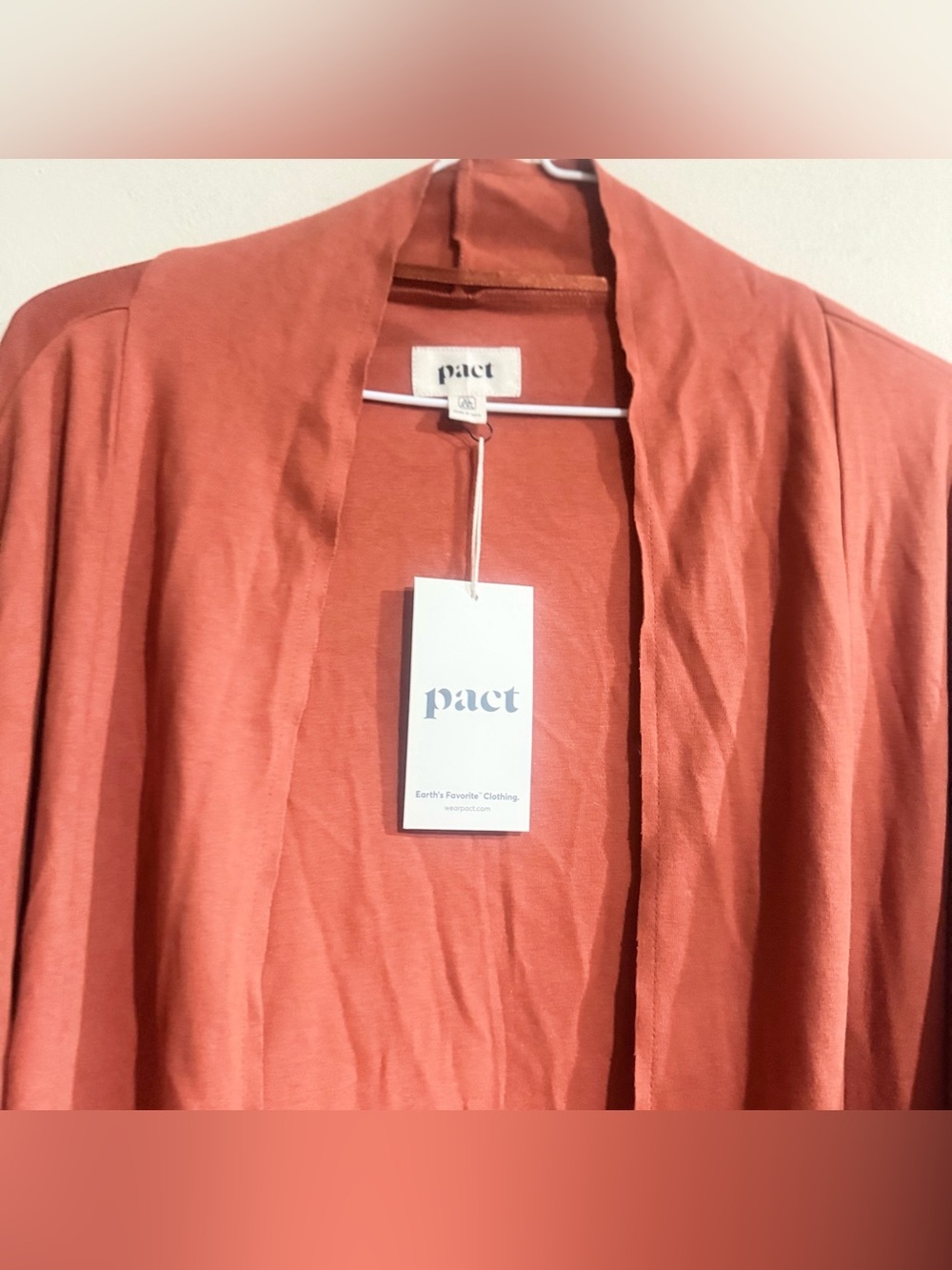 Pact Lightweight Open-Front Cardigan - Terracotta - Picture 4 of 10